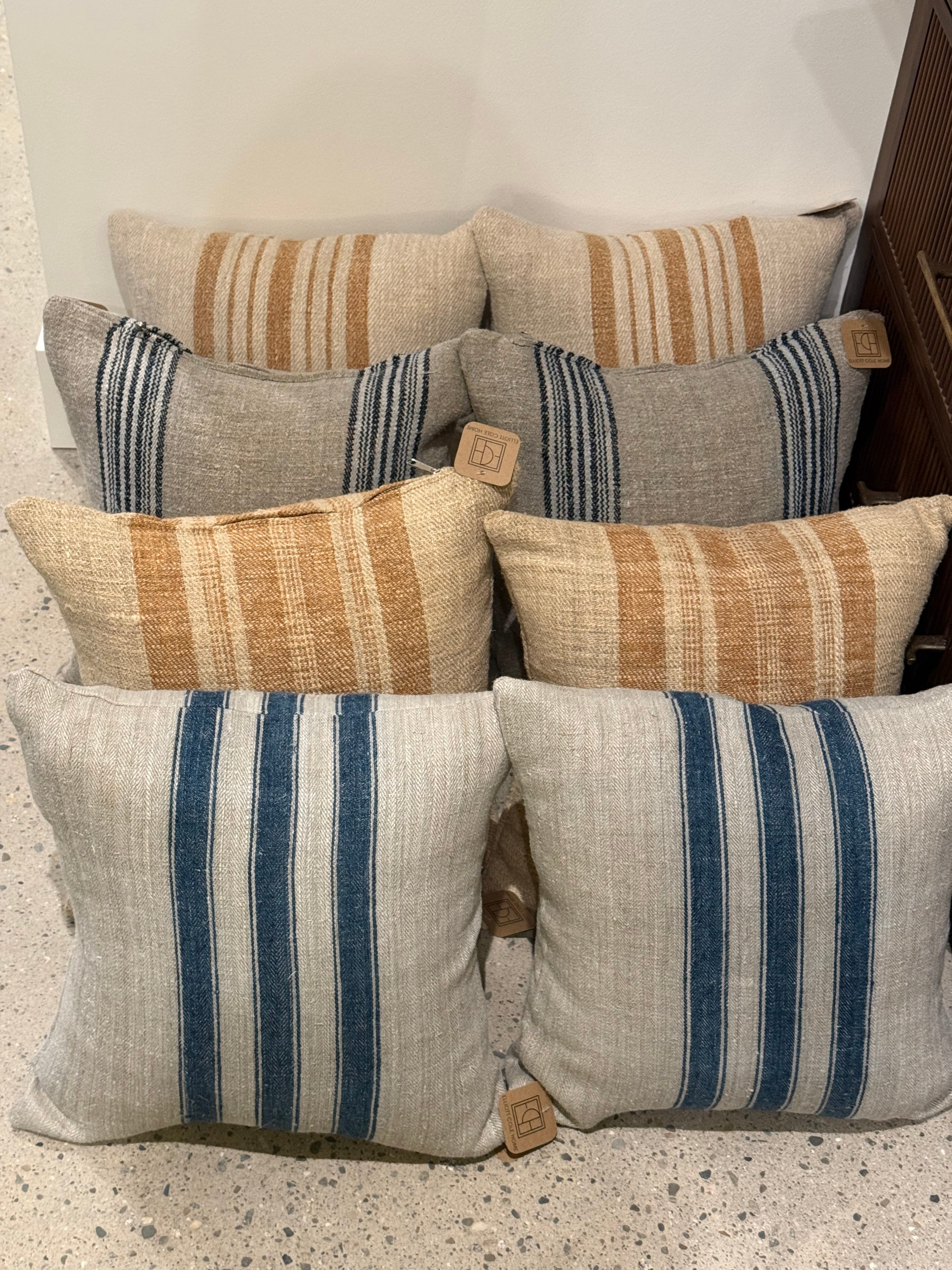 Rare 1800s Vintage Grain Bag Pillows & Insert – Euro – 17" x 17"