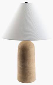 Agate Accent Table Lamp — 16"Diam. x 25"H — Beige Travertine